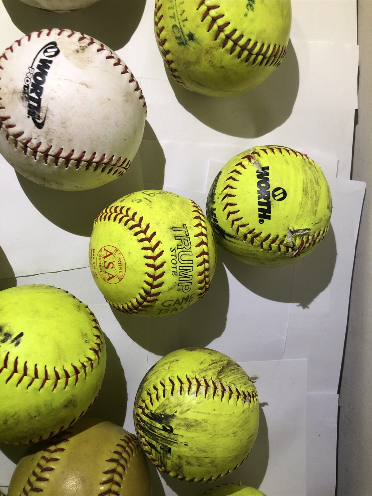 Lot of 30 Softball Balls Trump, Worth, Dudley, Rawlings & 1 Dimple eBay