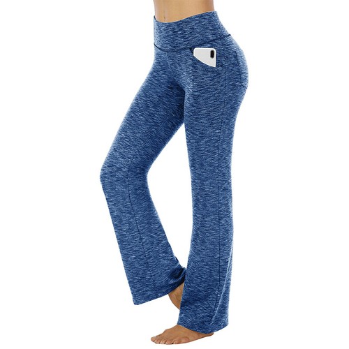 Women Trousers Flare Yoga Pants Ladies Running Full-length High Waist Jeggings - Picture 5 of 23