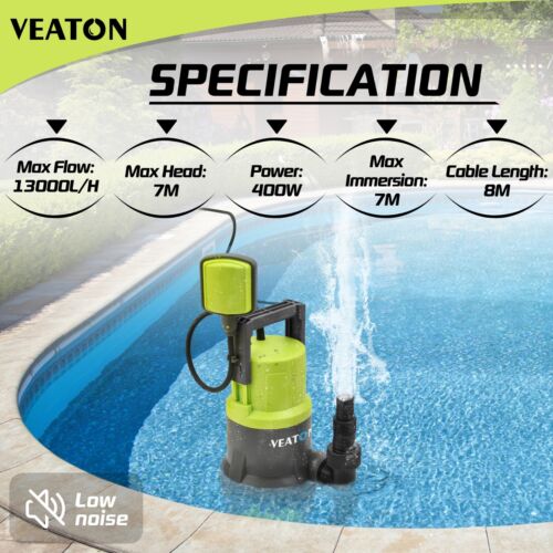 VEATON 400W 13000L/H Electric Submersible Sump Water Pump for Dirty Water - Picture 3 of 7