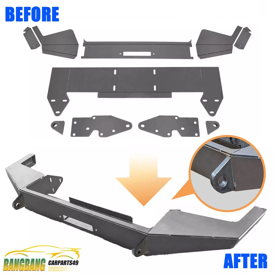 Kit completo de parachoques de cabrestante delantero de metal desnudo para Jeep Cherokee XJ 1984-2001 Foto 2 de 4