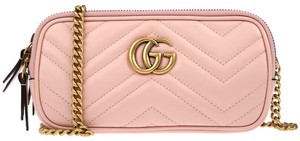 gg marmont leather mini chain bag pink