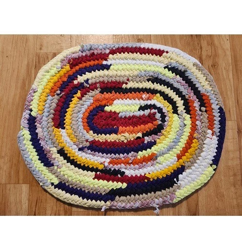 Handmade Upcycled Colorful T-Shirt Toothbrush Rug 20 x 16 Inches