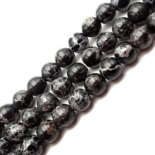 Black Sea Sediment Jasper Smooth Round Beads 4mm 6mm 8mm 10mm 15.5" Strand