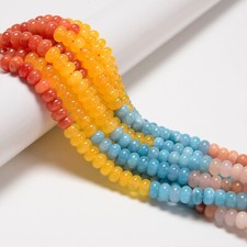 Bright Rainbow Color Jade Smooth Rondelle Beads Size 5x8mm 15.5'' Strand