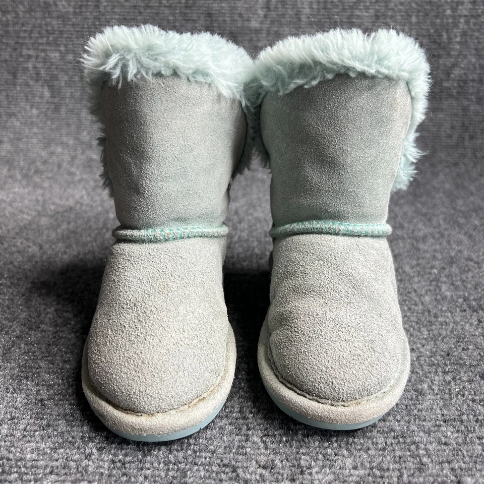 Bearpaw Botas de piel de oveja Piel de oveja Niñas Pequeñas 7 Verde Menta Gamuza Sherpa Foto 2 de 4