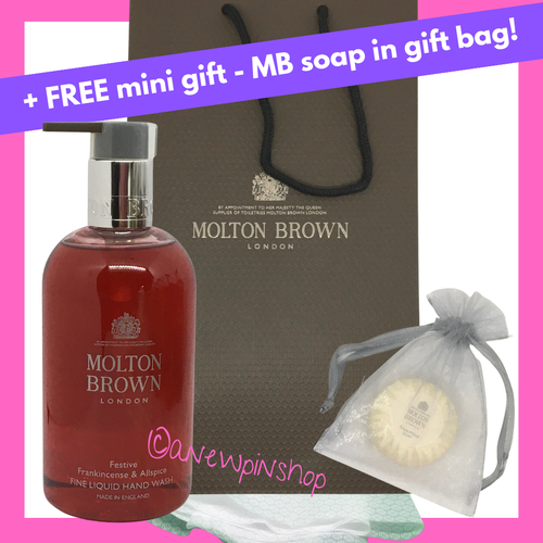 MOLTON BROWN Festive Frankincense Hand Wash 300ml Gift Set Bag + FREE