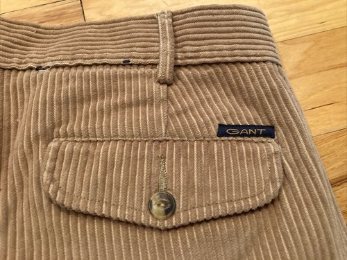 Gant Corduroy Pants Light Brown Heavy Cotton Pleated Cuff Men TAG 38 Fit 36 x 30 - Picture 4 of 12