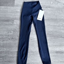 authentic Lululemon Wunder Train HR Tight 25 LW5CQDS TRNV Navy Leg Logo Sz 2