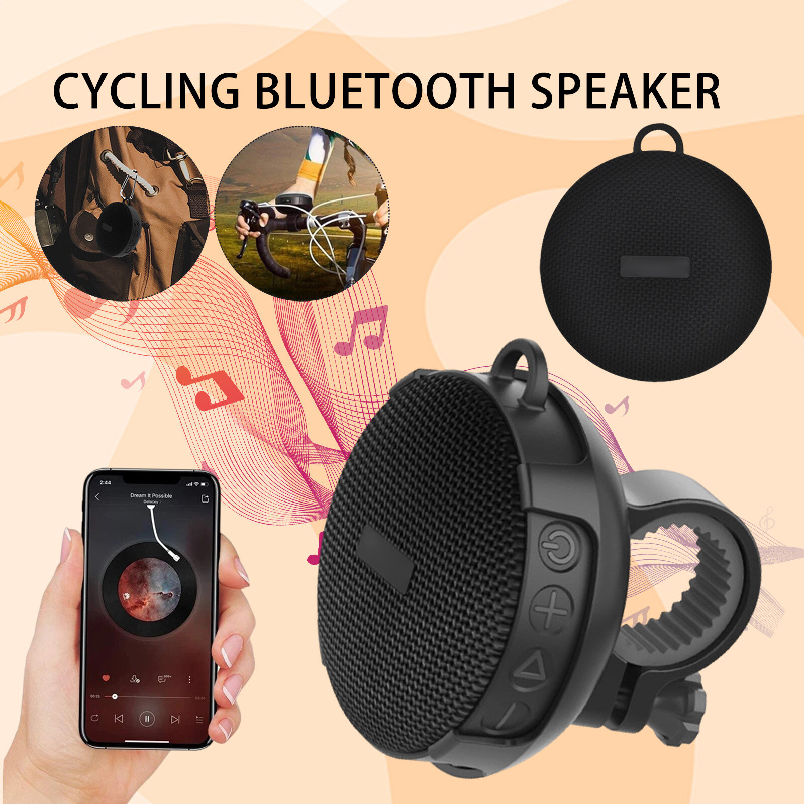 Cycling Bluetooth Speaker Subwoofer 3D Bass Stereo Waterproof Speaker Bike Mount-image