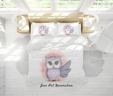 3D Simple Owl Cartoon Kids Quilt Cover Set Duvet Cover Bedding Pillowcases