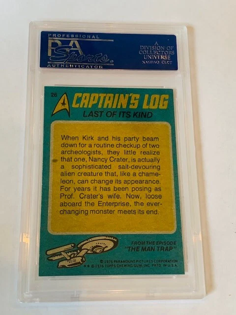 Star Trek Trading Card 1976 Topps PSA 8 Last of its Kind Nancy Crater #26 Alien - Image 4 of 4