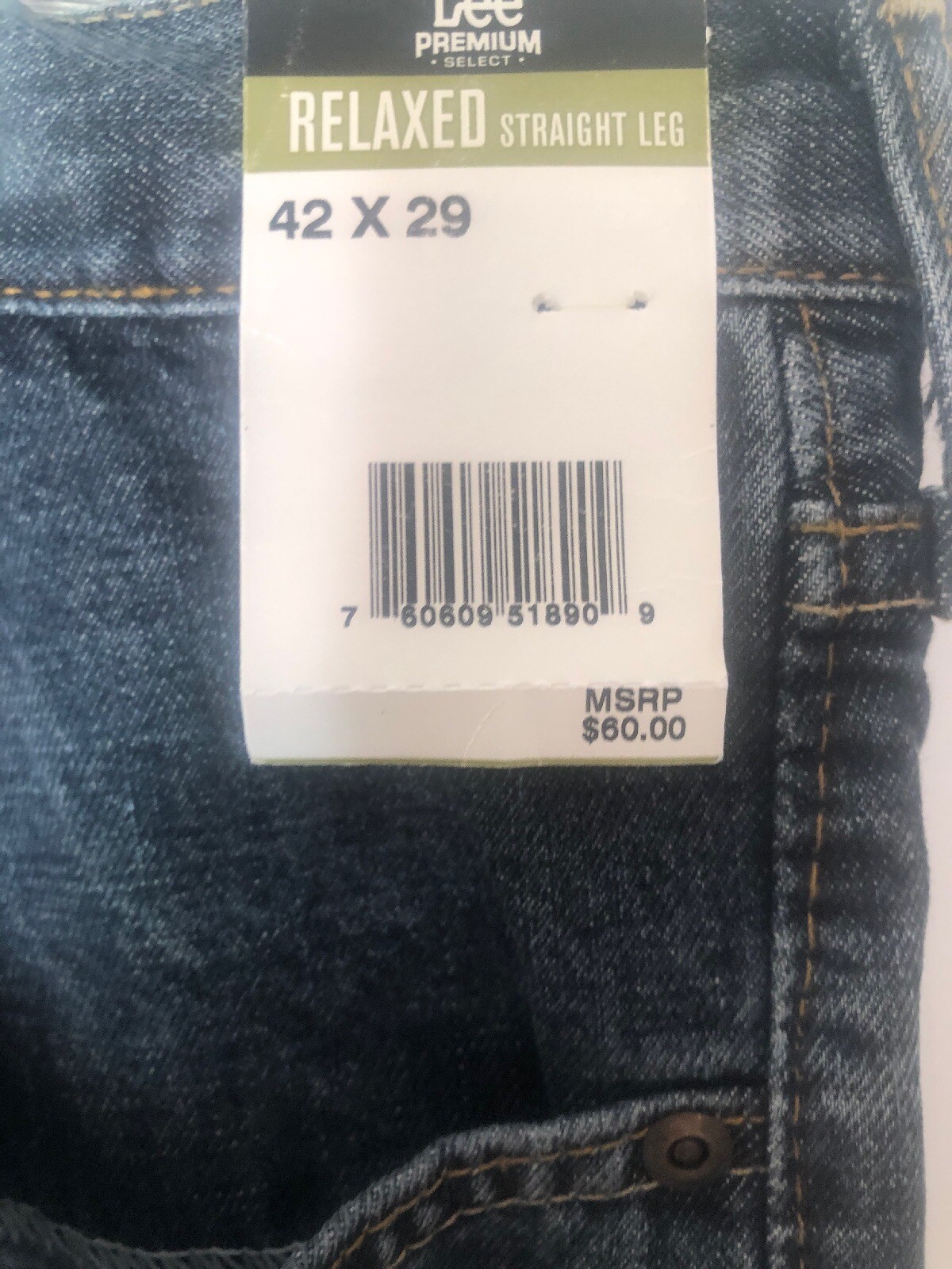 NWT Lee Relaxed Straight Leg Premium Select Ultra Comfort Mens Jeans 42