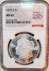 * 1879 S * NGC MS65 SPARKLING DIAMOND WHITE GORGEOUS MORGAN SILVER DOLLAR #008