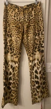 Roberto Cavalli Vintage Leopard Animal Print Jeans Signed Cotton 31" Waist