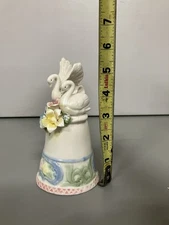 Dolgen Corp. Hand Painted Ceramic Swan Floral On Bell Figurine
