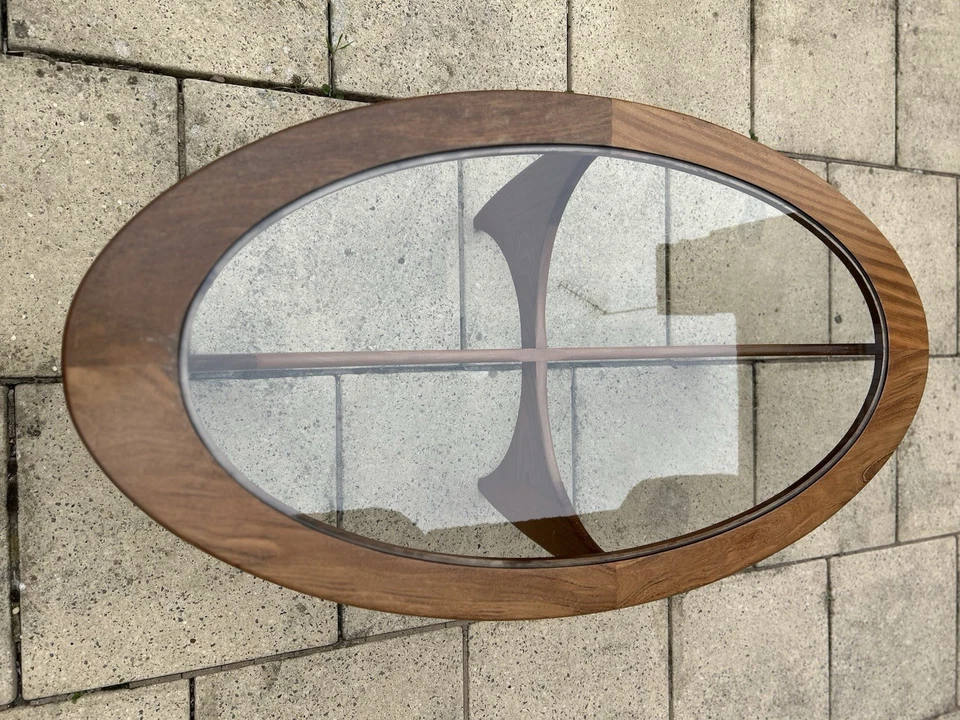 Oval Teak Astro Coffee Table with Glass Top by Victor Wilkins for G-Plan, 1960s - Image 3 of 4