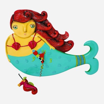 Allen Designs Ruby Whimsical Mermaid Pendulum Wall Clock | eBay