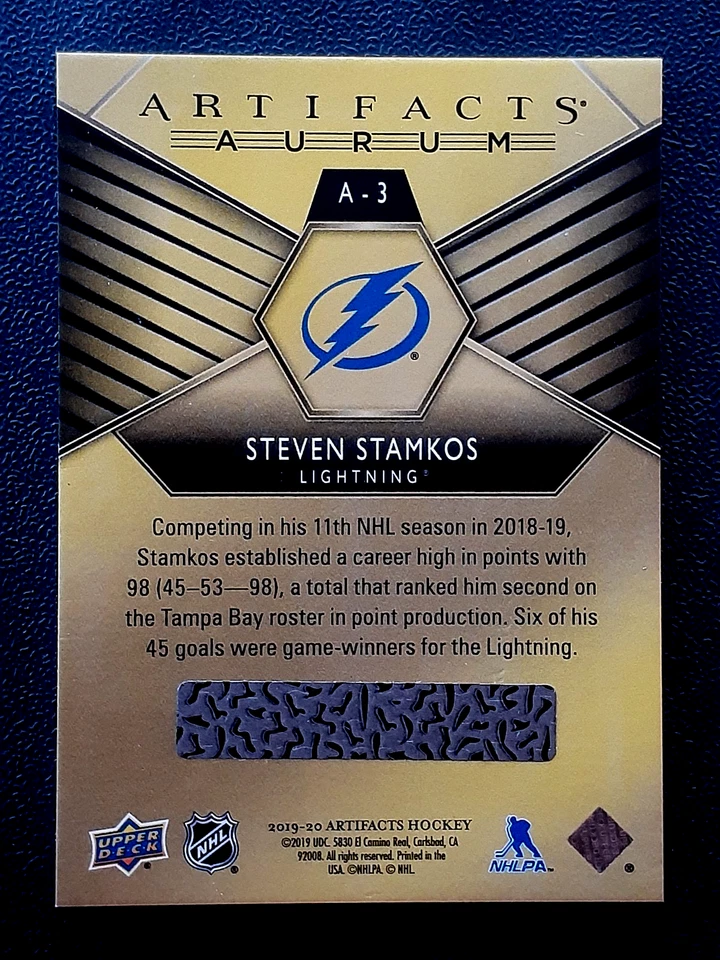 STEVEN STAMKOS 2019-20 UPPER DECK ARTIFACTS AURUM 19-20 #A-3 72704 - Image 2 of 2