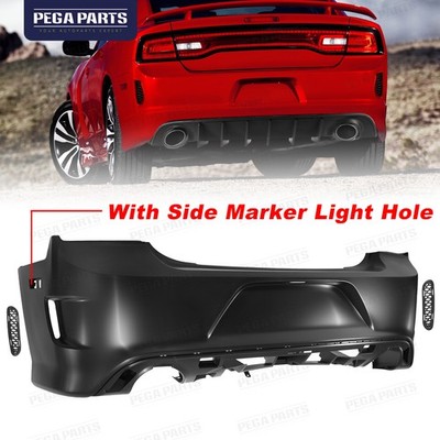 SRT 8 Style Rear Bumper Cover Fascia w/Side Grille For 2011-2014 Dodge Charger