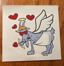 GOAT USA CUPID RED HEARTS Goat Sticker; Single Sticker; Brand New!