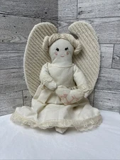Homemade Homespun Angel Doll w/buns - Stuffed - 12” - Decor