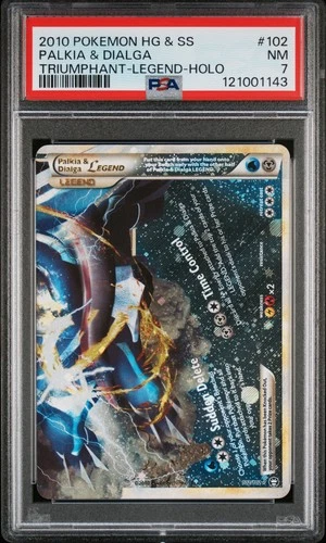 2010 POKEMON HEARTGOLD & SOULSILVER TRIUMPHANT PALKIA & DIALGA LEGEND-HOLO PSA 7
