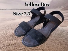 Yellow Box Black Sparkle Strap Sandals