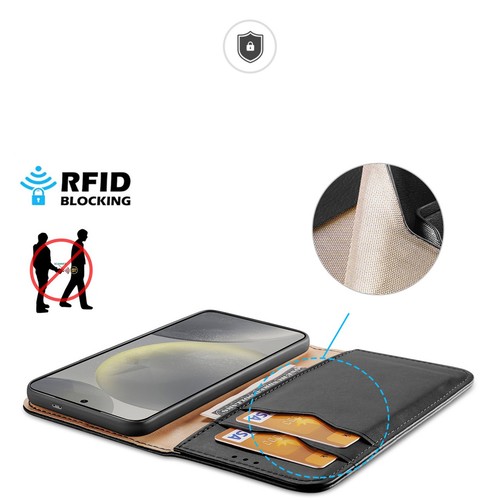 Etui Dux Ducis Hivo z klapką i blokadą RFID do Samsung Galaxy S24 - czarne - Zdjęcie 3 z 12