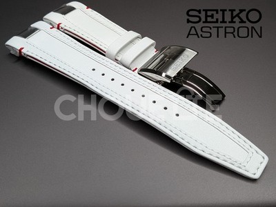 OEM Seiko Astron SBXA045 7X52-0AM0 2014 Limited Edition 24mm White Leather Strap