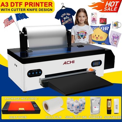 ACHI A3 PRO 1800 DTF Printer Flatbed T-Shirt Printer Roll Film Model Film Cutter