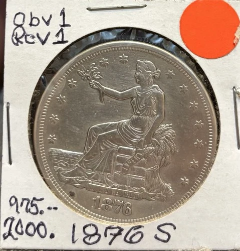 1876-S Trade Silver Dollar $1, One OBV/REV