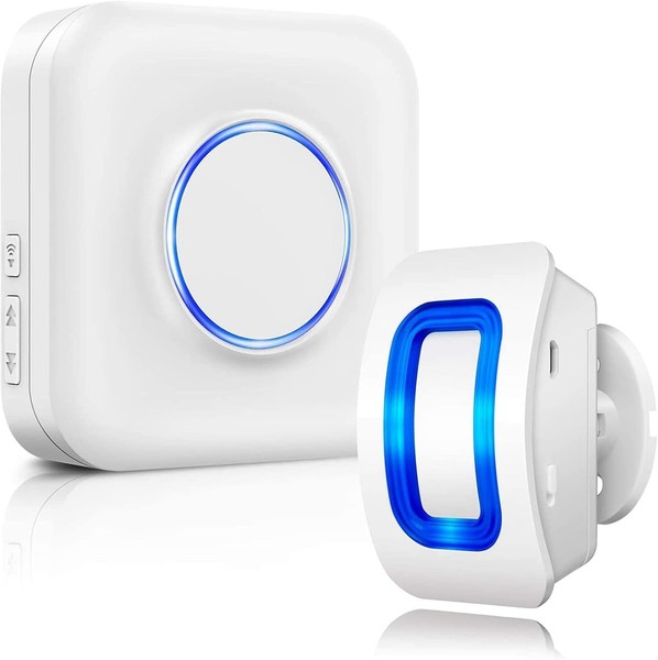 Bitiwend Bewegungsmelder Alarm Funk PIR Infrarot 110Db 1 Sender 1 EmpfäNger Weiß-image