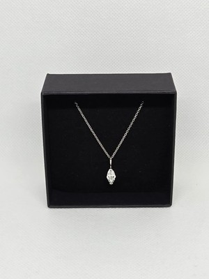 Brillant Erde 18K Weißgold Marquise Diamant Anhänger 3/4 ct tw mit Gutachten &