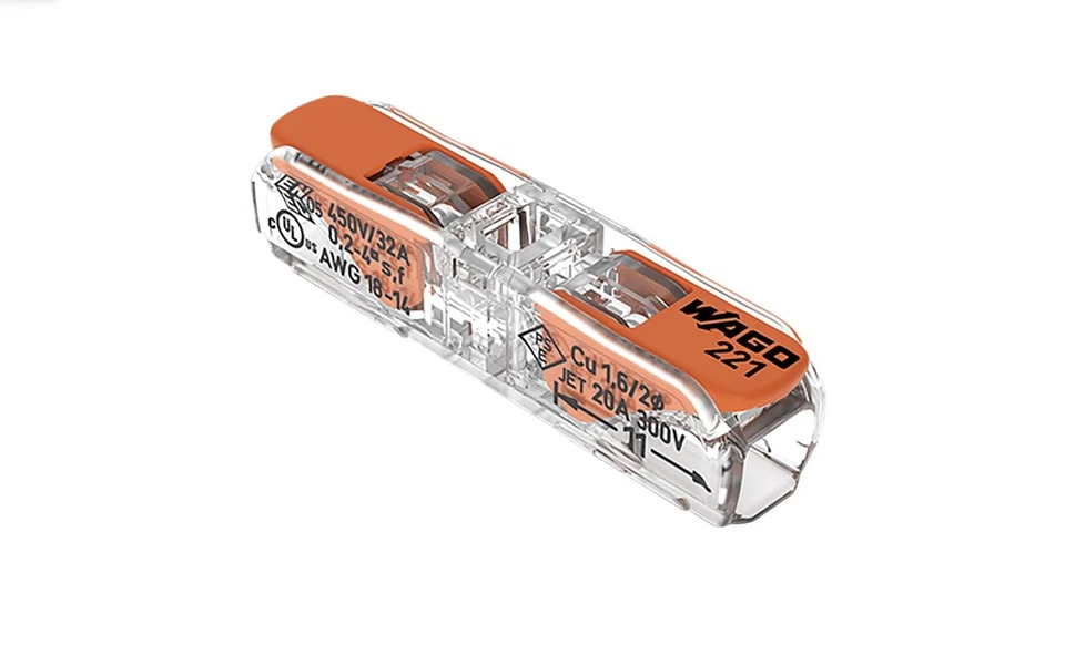 WAGO 221-2411 Terminal 2 Conductor 4 mm² Through Clamp Connector with Lever...