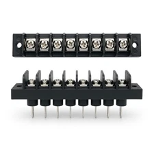 2 Pack 8-Position Single Row Screw Terminal Junction Block 300V 20A Barrier