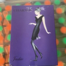 Charnos Limited Edition Tights back seam, diamanté bow & flocked lace top 
