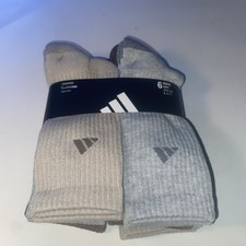 Adidas Youth 6-Pair Crew Athletic Cushioned multicolor Socks Size, L 5Y-7Y