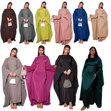Ramadan Women Batwing Sleeve Maxi Dress Arab Eid Gown Abaya Kaftan Farasha Robe