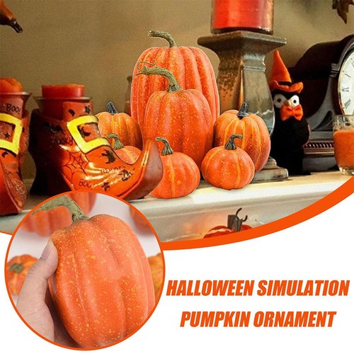 7 Piezas Calabazas Artificiales Cosecha Decoración Surtido Tamaño Naranja$ - Imagen 4 de 12
