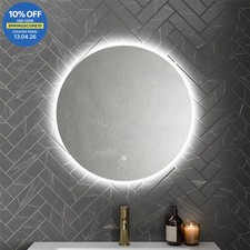 Round LED Mirror Bathroom Backlit Touch Demister Pad Mains Powered 600x600mm