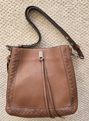 Brighton Interlok Georgia Convertible Hobo Purse Brown Bourbon