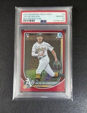 2025 Bowman Chrome Mega Box Jacob Wilson Red Refractor RC #/5 Athletics PSA 10