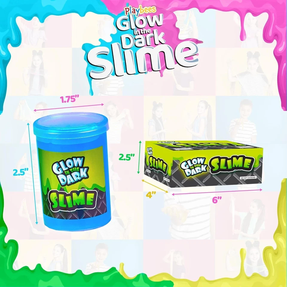 Paquete de 6 Slime Brilla en la Oscuridad - Favores de fiesta de neón, juguete sensorial para niños 5+ Foto 2 de 4