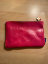 Ipsy September 2025 Faux Leather Colorblock Mini Cosmetics Bag Pink Blue Heart