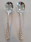 Kirk Stieff Sterling STIEFF ROSE 2 Round Bowl Soup Spoons 6 1/2"