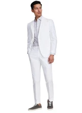 Tommy Hilfiger Mens Modern fit Suit Jacket Blazer 42 L White Solid Stretch