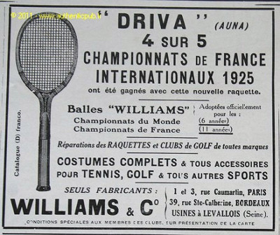 ADVERTISEMENT TENNIS DRIVEA AUNA WILLIAMS 1925 AD Racket