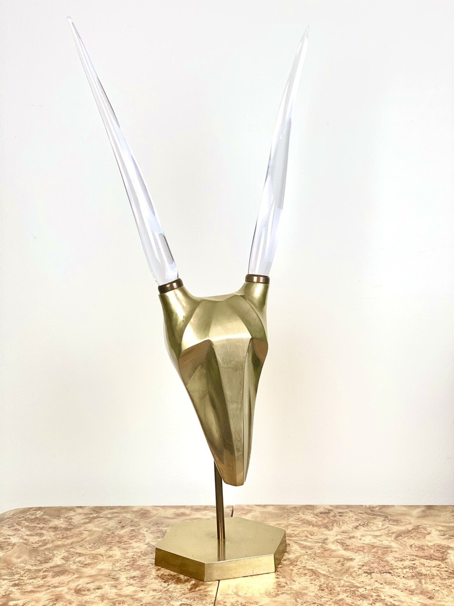 Vintage 1970s Karl Springer Style Brass Gazelle Head