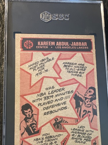 1976-77 Topps #126 Kareem Abdul-Jabbar Basketball Trading Card SGC Graded VG 3 - Picture 5 of 6