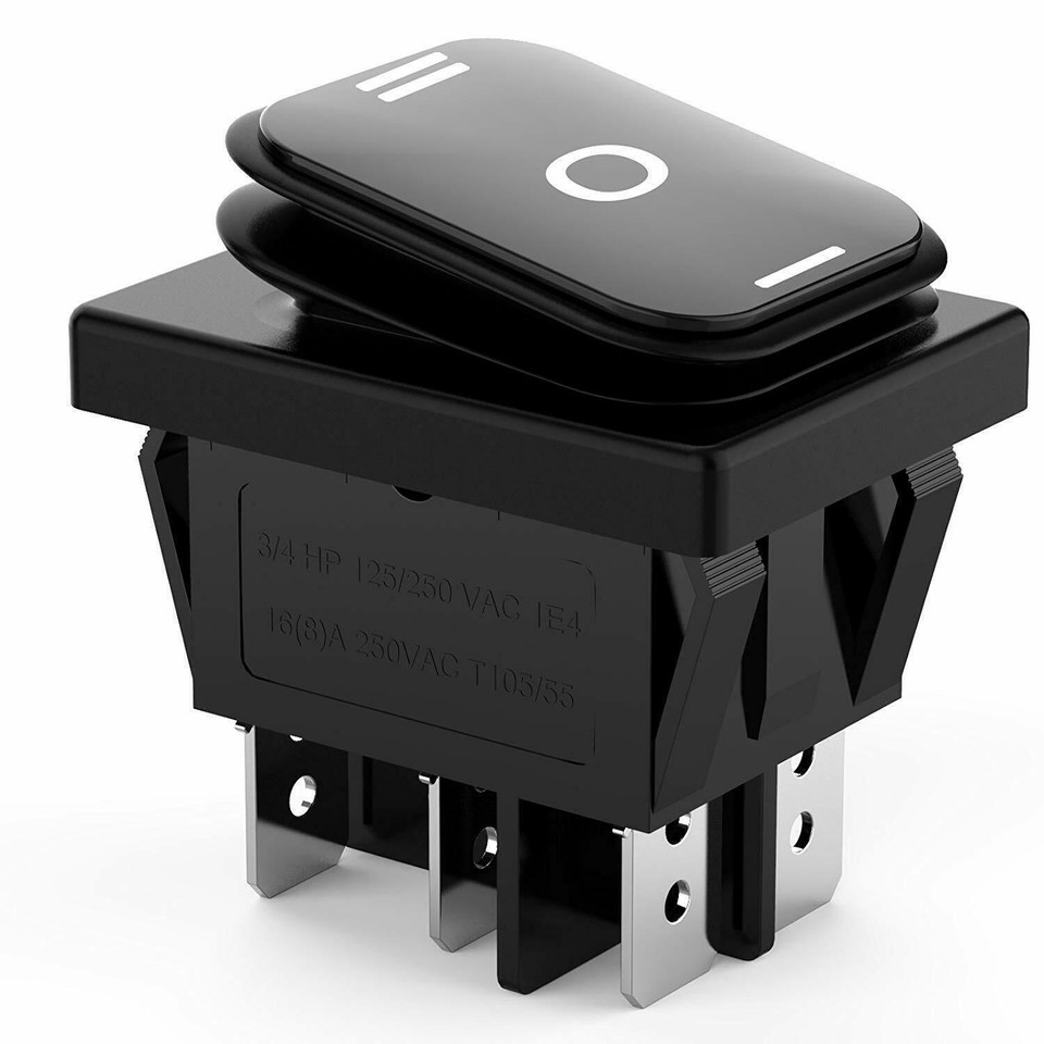 3 Pos Rocker Switch 10x Waterproof 3-Position Rocker Switch ON/OFF/ON 6-Pin DPDT AC 10A ...